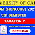 CU B.COM Fifth Semester Taxation 2 (Honours) 2021 Question Paper | B.COM Taxation 2 (Honours) 5th Semester 2021 Calcutta University Question Paper