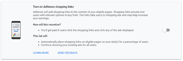 How to turn on AdSense shopping links