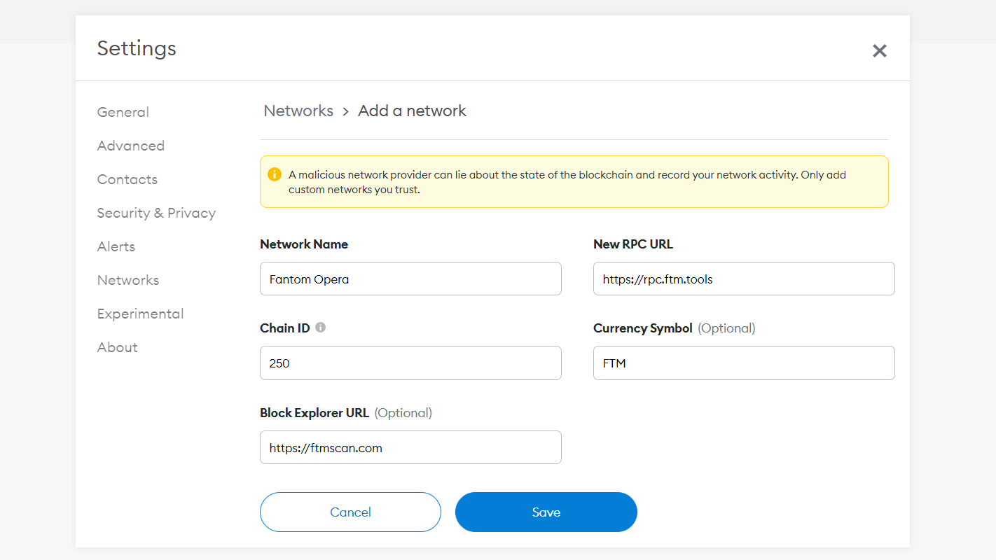How to Connect Fantom network to Metamask