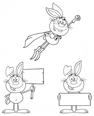 Coloring page Super Bunny Flying cartoon character