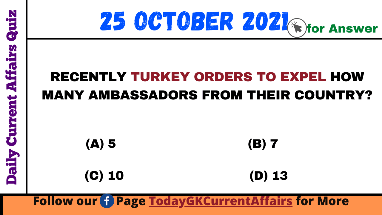 Today GK Current Affairs on 25th October 2021