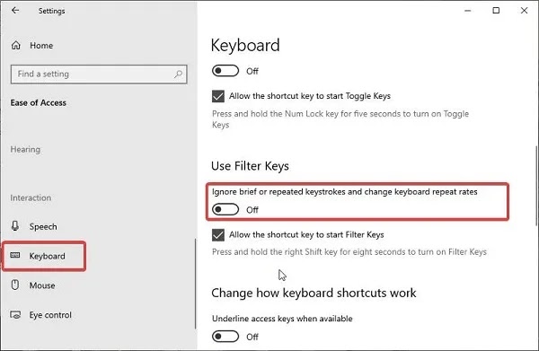مرشحات لوحة المفاتيح للوحة مفاتيح الكمبيوتر المحمول لا تعمل
