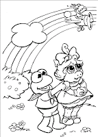 Babies Kermit, Piggy and Gonzo coloring page