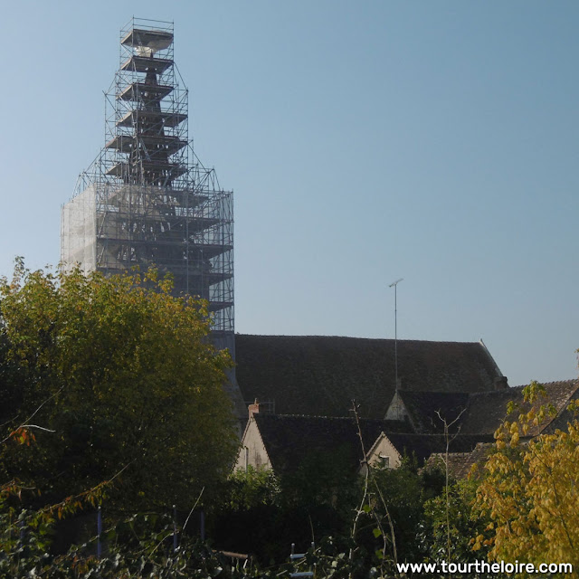 Steeple repairs, La Celle Guenand, Indre et Loire, France. Photo by Loire Valley Time Travel.