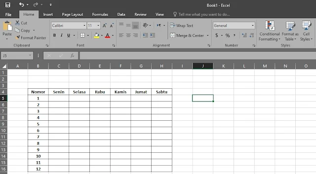 Bikin Contoh Tabel di Microsoft Excel