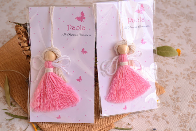 detalles de comunion nina angelitos color rosa