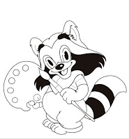 Raccoon painting coloring pages