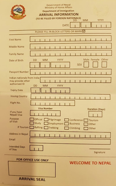 form visa on arrival nepal