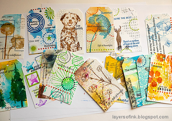 Layers of ink - Scrap Paper Tag Book Tutorial by Anna-Karin Evaldsson.