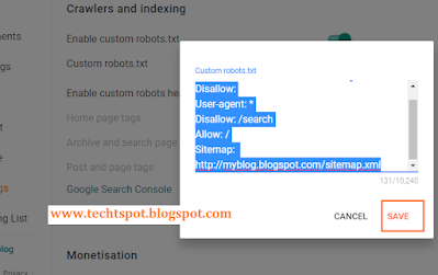 Enable Custom Robots file in Blogger 2