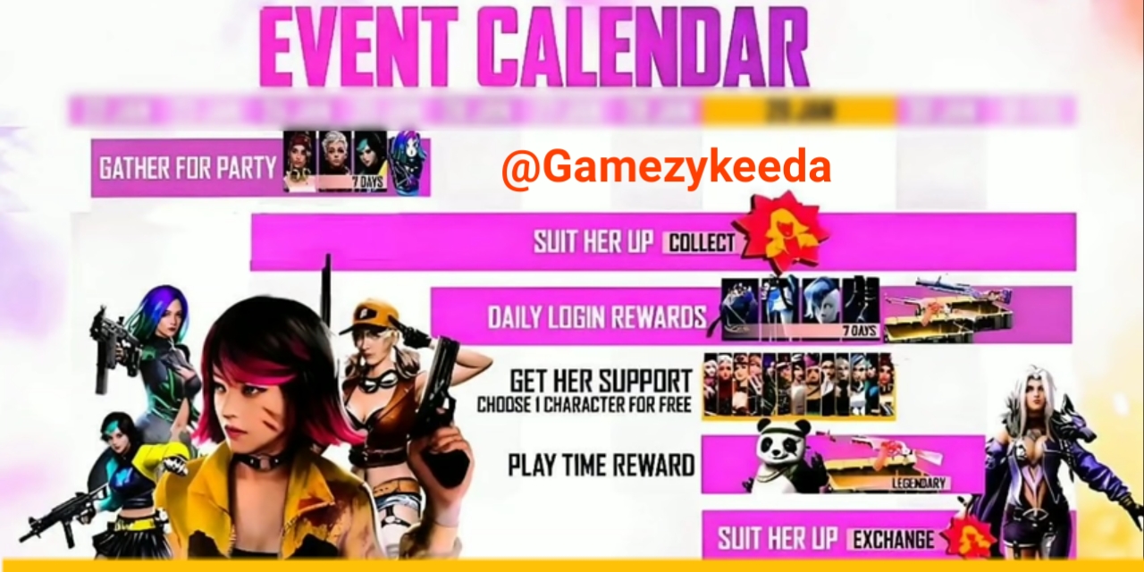 Free Fire She Plays Event Calendar Full Details : Rewards, Release Date, Time & So Much.