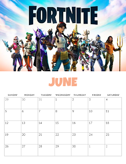 Free 2022 Fortnite Printable Calendar