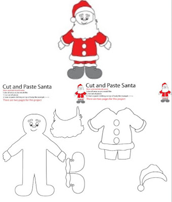 Papa Noel recortable para niños - Colorear dibujos infantiles