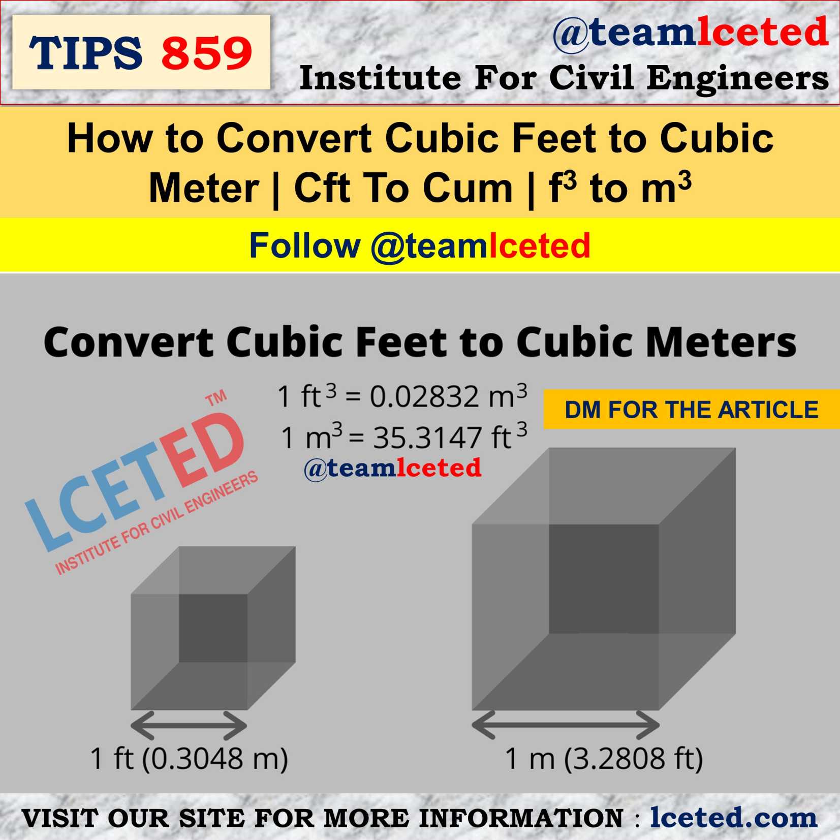 Convert Cubic Feet to Cubic Meter