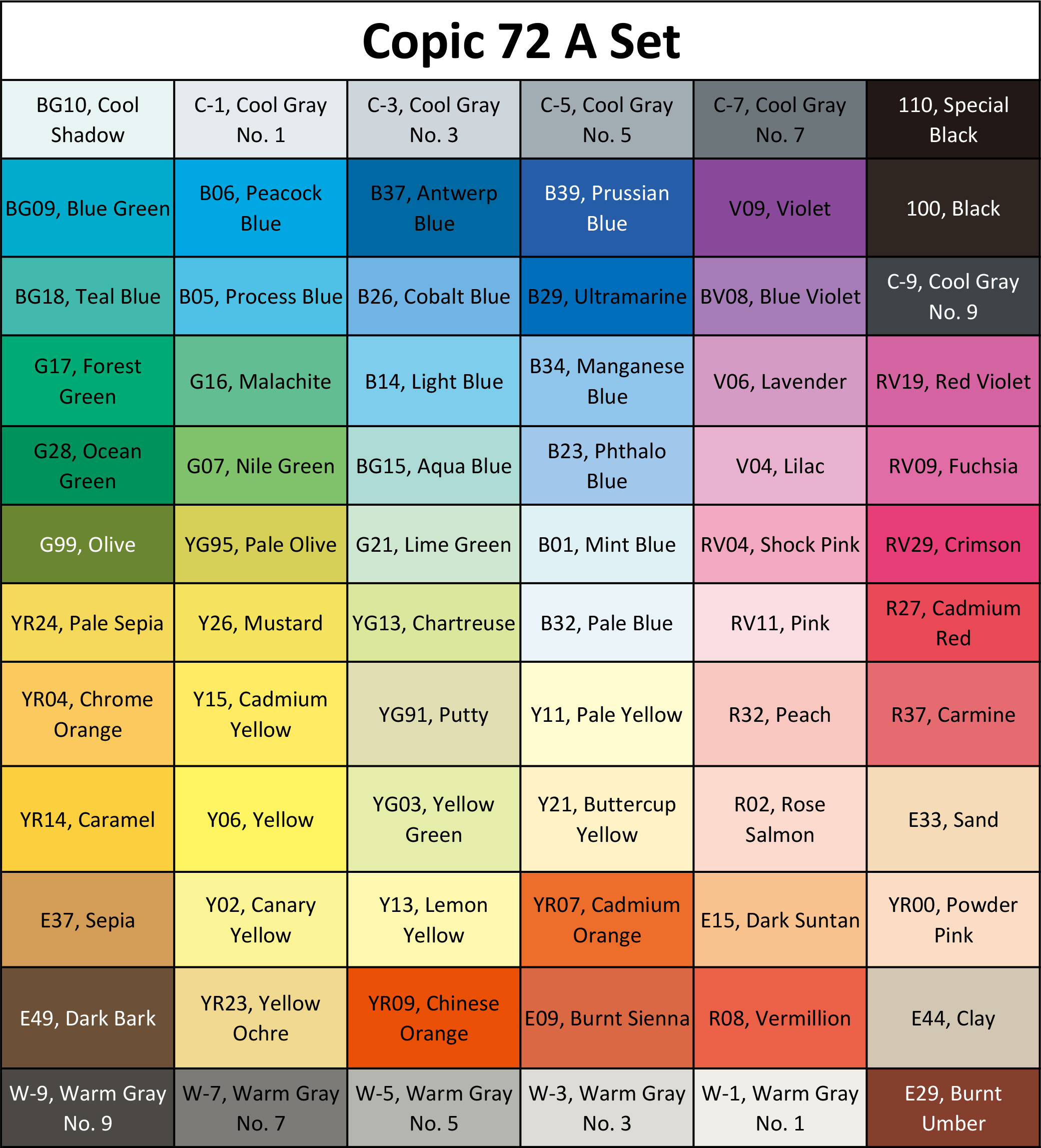 I Like Markers: Helpful Color Chart