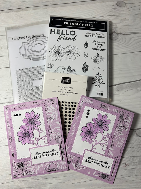 Handmade floral birthday card using Stampin' Up! Friendly Hello Stamp Set