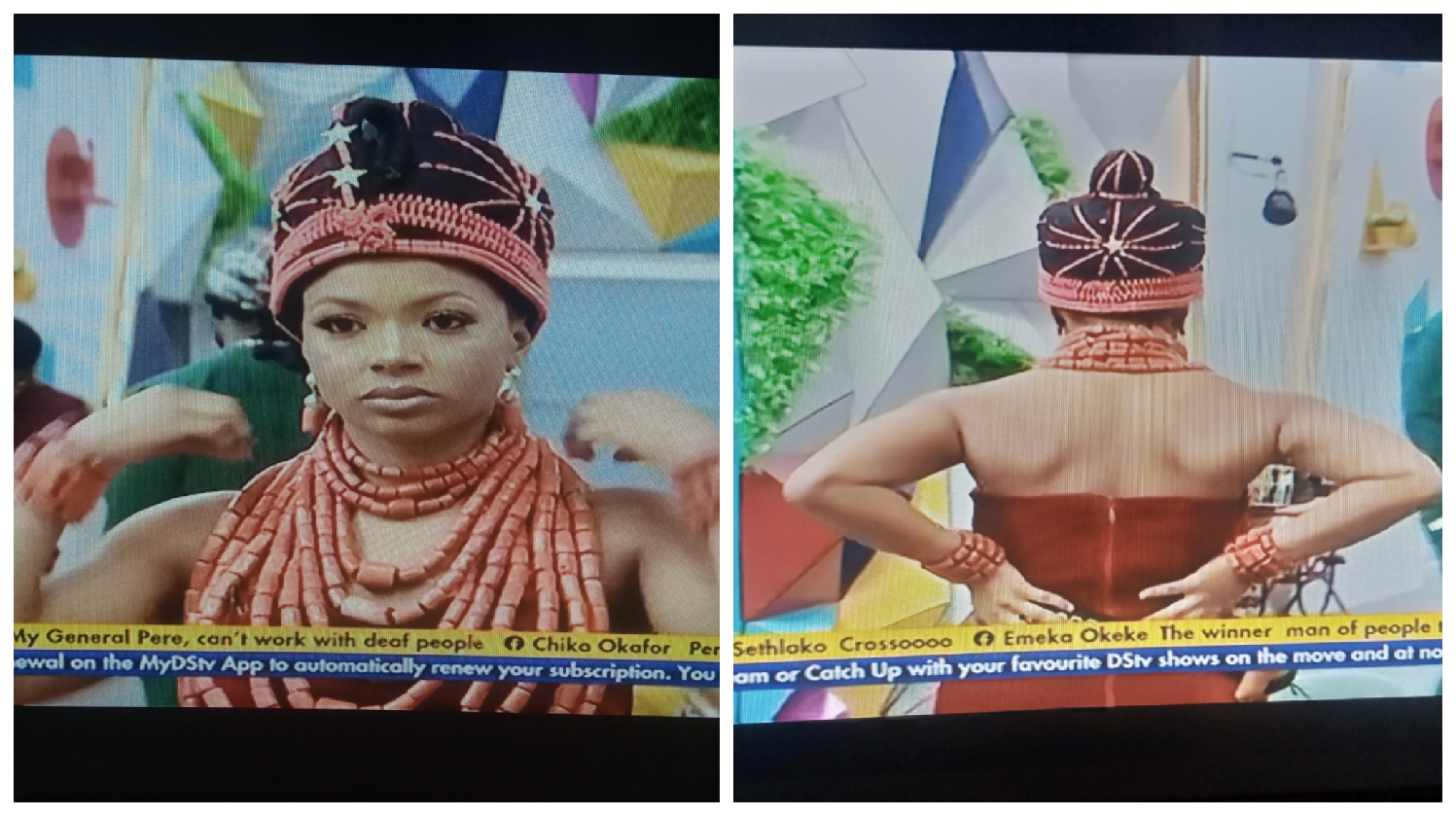 BBNaija: Pictures of the outstanding native outfit Liquorose wore tonight