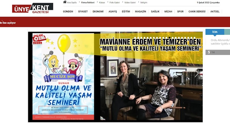 Röportajımız Ünye Kent Gazetesi'nde 