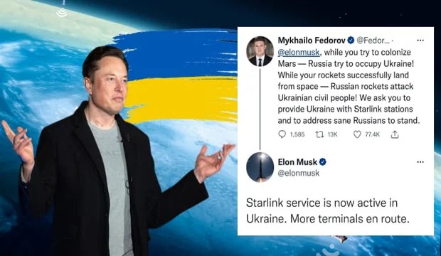 الملياردير إيلون ماسك يمد أوكرانيا بالإنترنت عبر مشروعه الفضائي ستارلينك