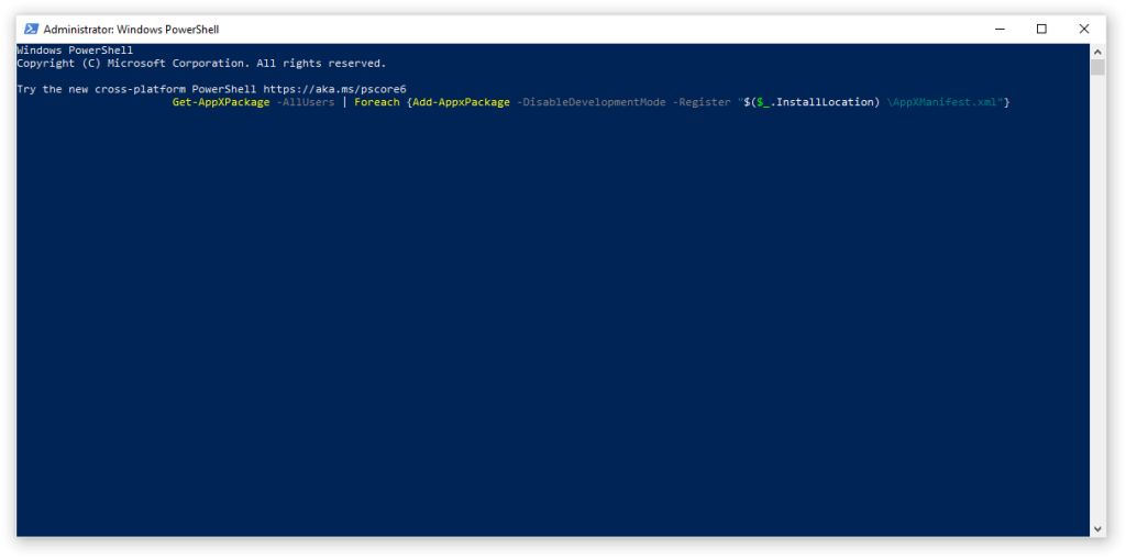 perintah appxpackage powershell