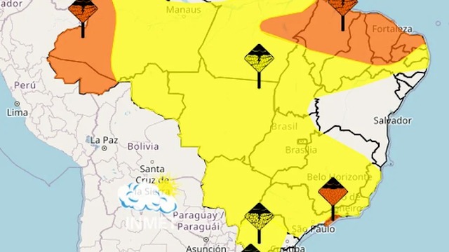 Norte, Nordeste e Sudeste têm alerta de 'Perigo' emitido pelo INMET