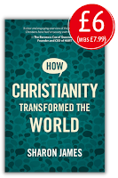 The cover of the book How Christianity Transformed the World and a red price sticker showing £6