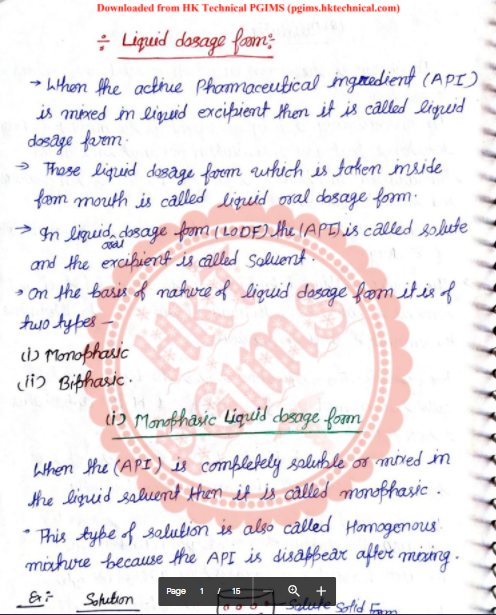 Liquid dosage form Unit-2 Formulative (Industrial) Pharmacy Handwritten 5th Semester B.Pharmacy ,BP502T Formulative (Industrial) Pharmacy,BPharmacy,Handwritten Notes,BPharm 5th Semester,Important Exam Notes,