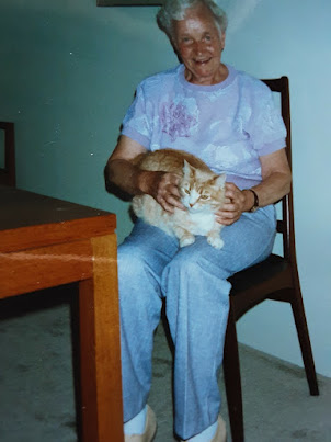 Inga with yellow cat in Canada