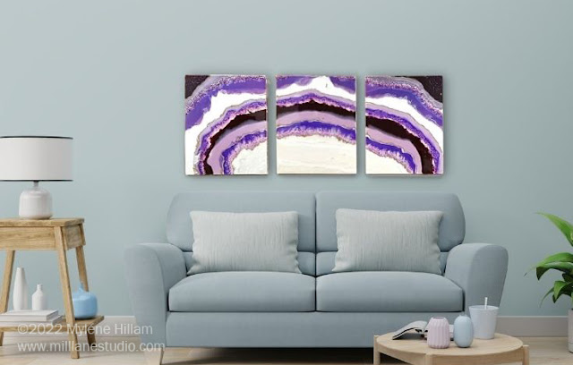 Purple Resin Geode-Inspired Wall Art