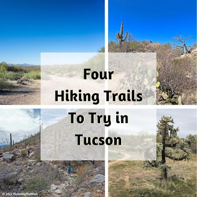 Photos of 4 hiking trails with title text overlaid on top