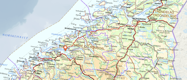 Kart over Midtnorge med Sollibøen markert