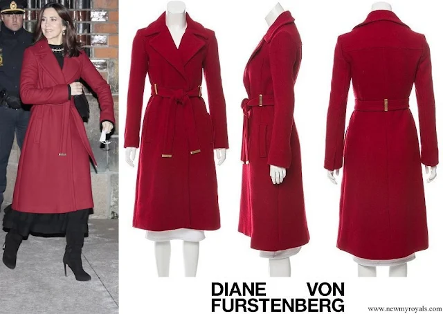 Crown Princess Mary wore Diane von Furstenberg Mikhaila red coat