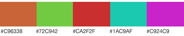 Red (#CA2F2F) Double-Split Complementary Color Theme