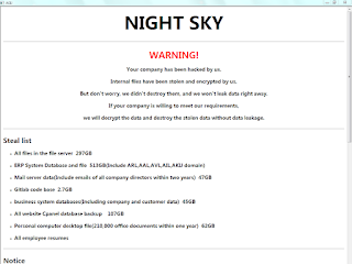 NightSky Ransomware, note