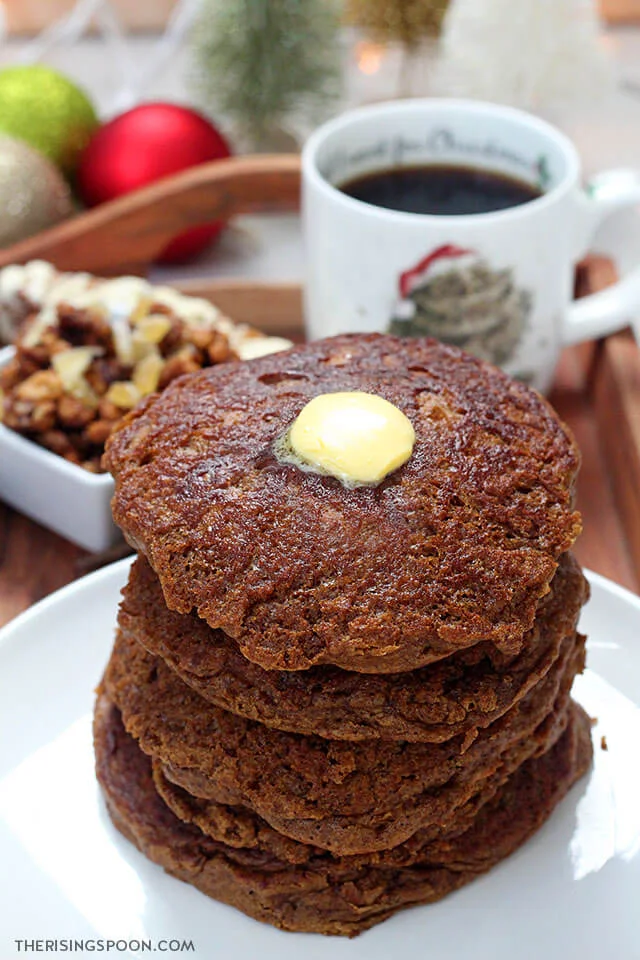 Thick & Fluffy Gingerbread Pancakes For Christmas Breakfast