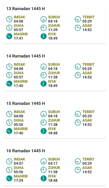 Jadwal Imsakiyah Ramadan 1445 H/2024 M Kabupaten Pasuruan Provinsi Jawa Timur