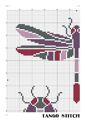 Dragonfly stained glass cross stitch design