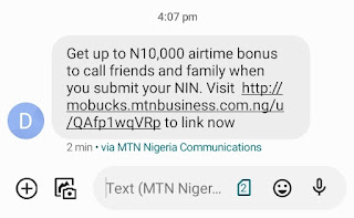 Get up to N10,000 airtime bonus to call friends and family when you submit your NIN