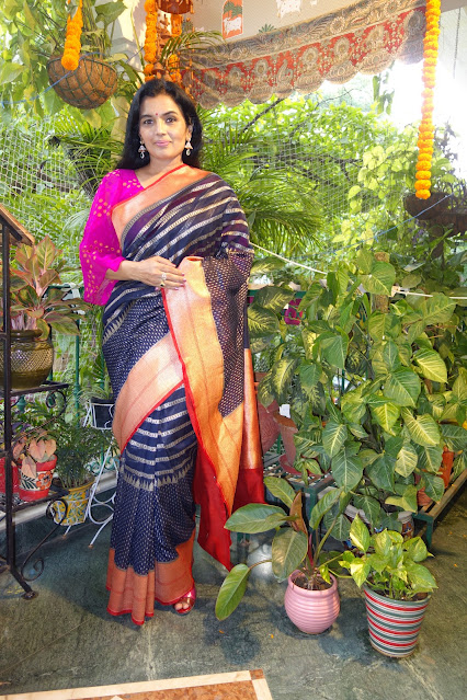 Banarasi silk cotton saree - Wine color