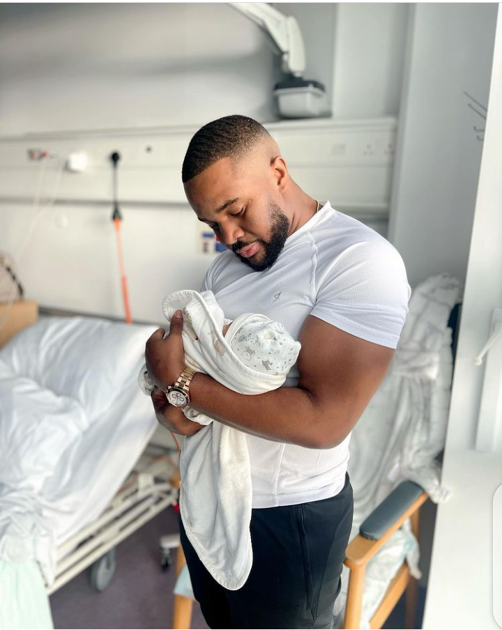 Actor Williams Uchemba shared adorable pictures with his newborn baby girl