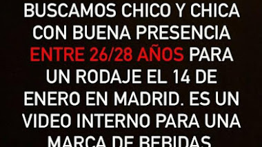 CASTING en MADRID: Se busca CHICO y CHICA con buena presencia entre 26/28 años para video interno marca de bebidas
