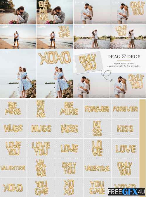 Golden Foil Balloons Overlays