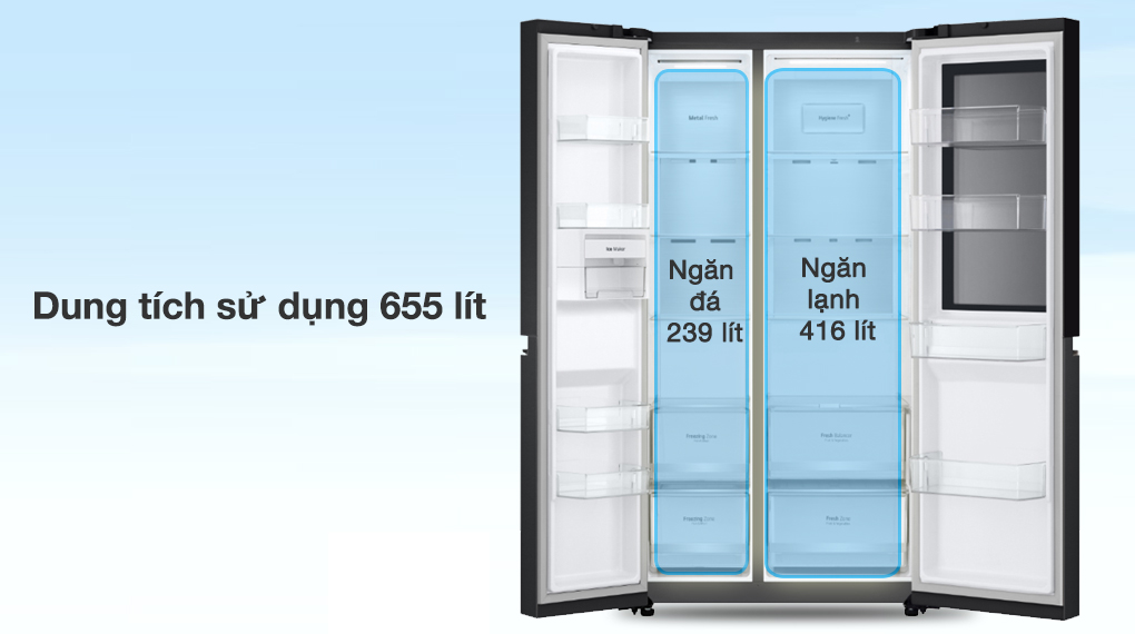 Tủ lạnh LG Inverter 655 lít Side By Side InstaView Door-in-Door GR-V257BL - Dung tích