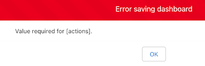 Value required for actions error message