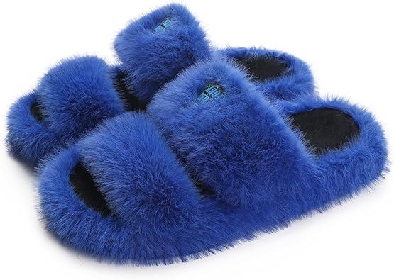 CORIFEI Women's Slippers with Fluffy Double Bands