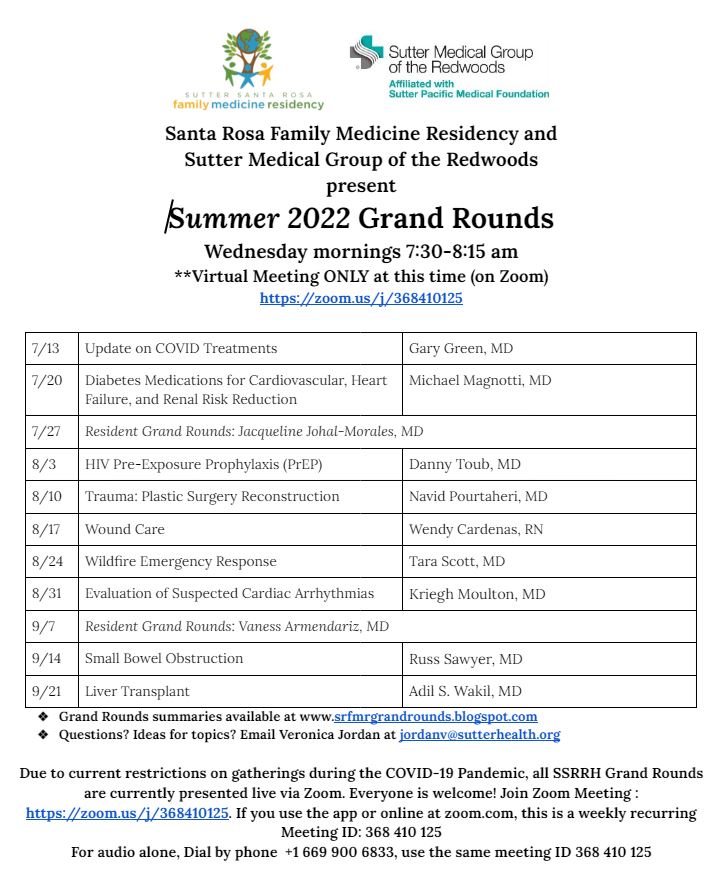CURRENT Grand Rounds SCHEDULE