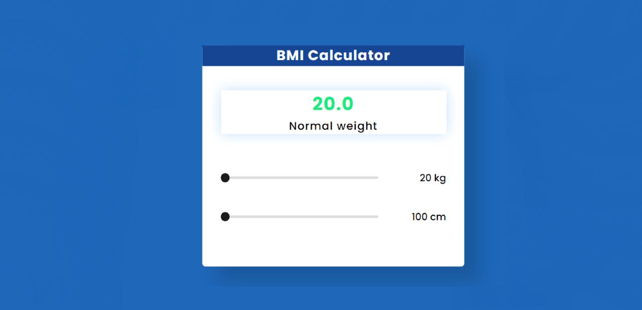 Create range slider in BMI Calculator