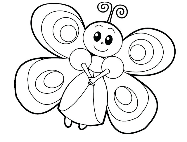 Butterfly and friends coloring pages for kids