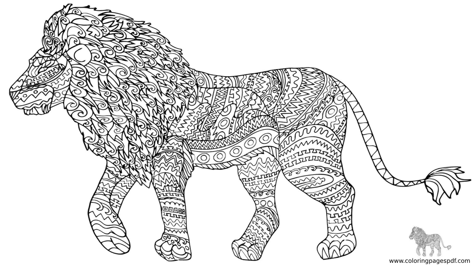 Coloring Pages Of A Fullbody Lion Mandala