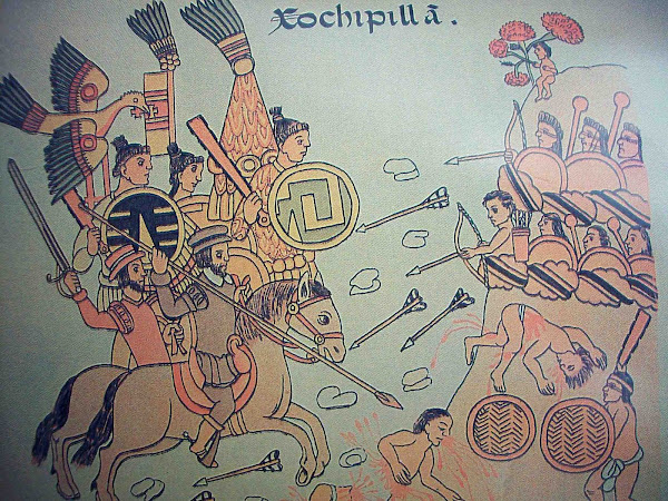 Imagen 625A | Virrey Antonio de Mendoza e indios tlaxcaltecas luchan con los caxcanes en la guerra del Mixtón | Alfonso X el Sabio (1221-1284) / Dominio público